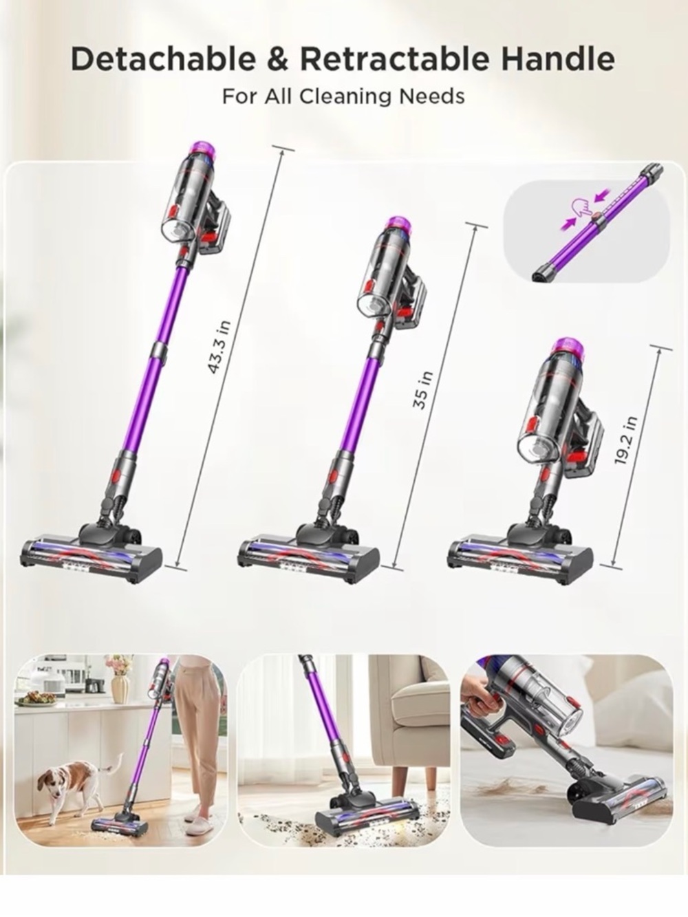 Cordless Stick Vacuum Cleaner - Purple